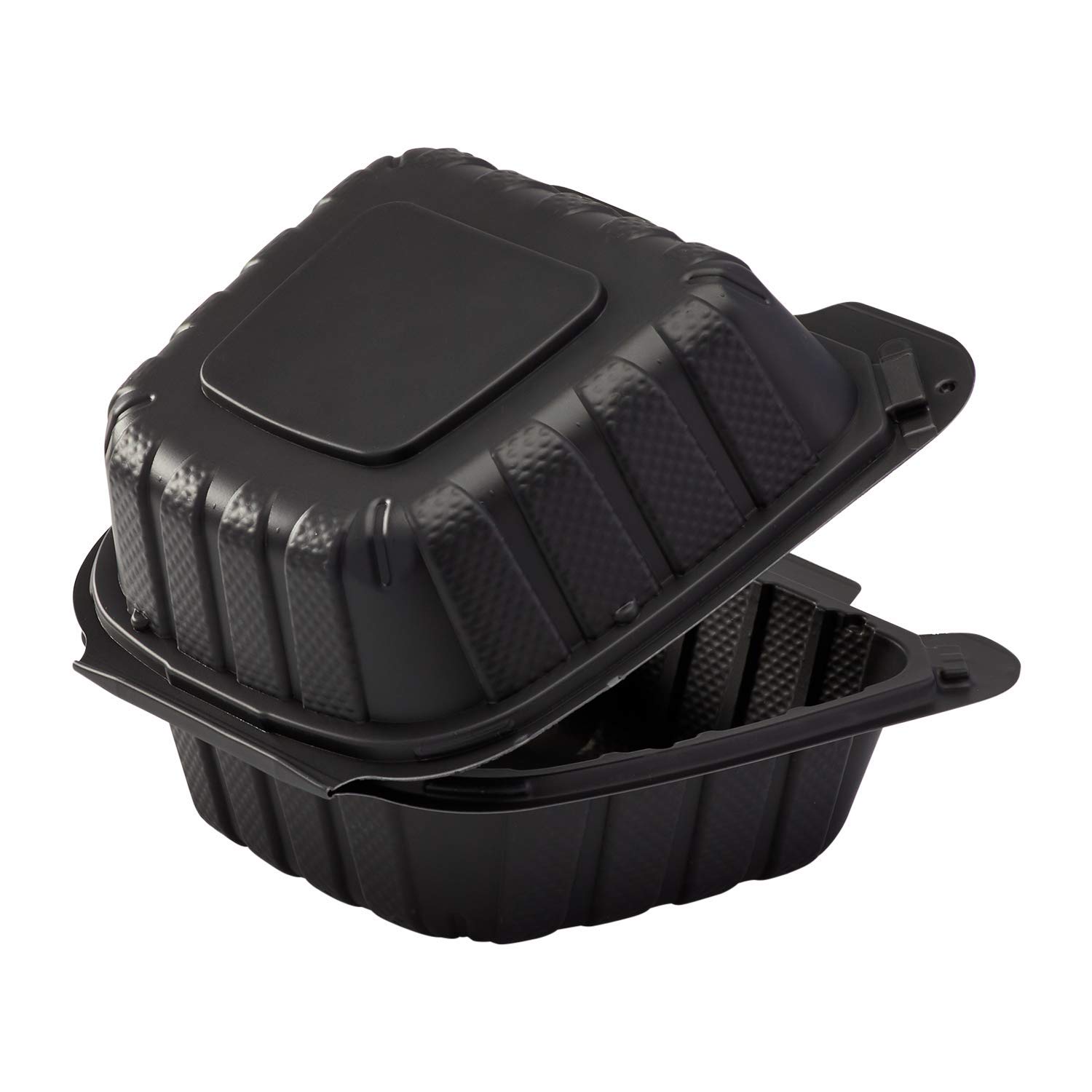 6631B Emerald Black Mineral Filled Hinged Food Containers, 6-in x 6-in x-3-in, 1 Compartment (250ct)